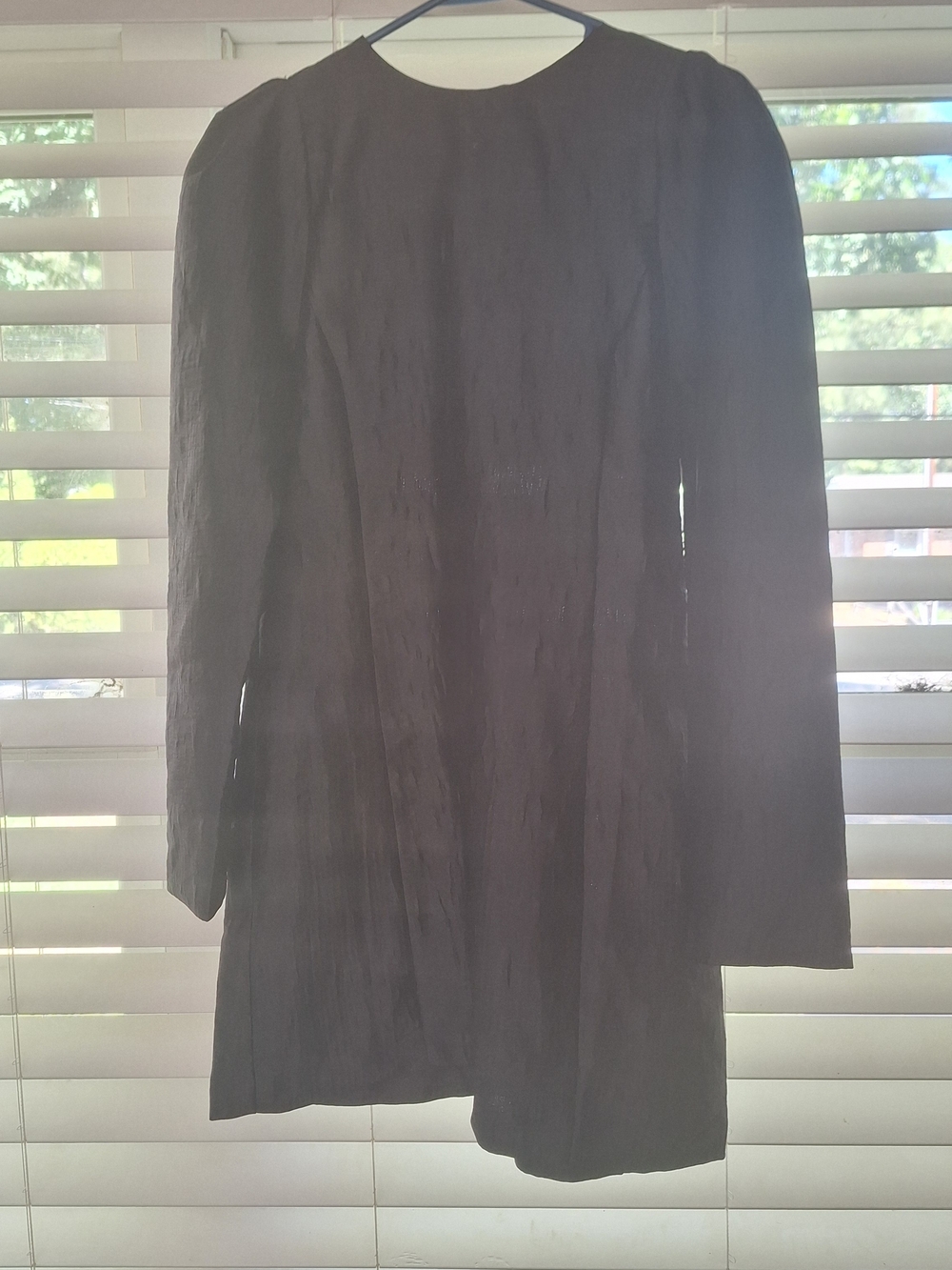 H&M Black Long-Sleeve Textured Shift Dress